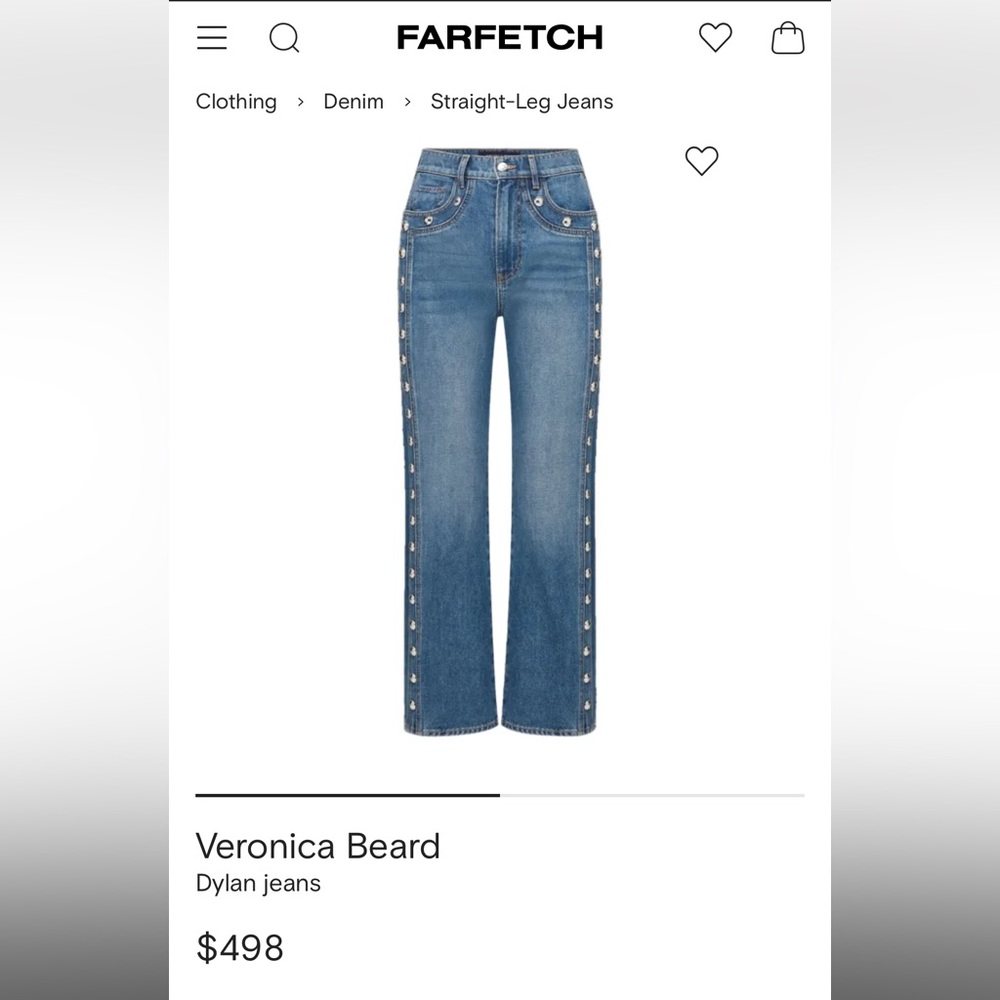Veronica Beard Dylan Ankle High Rise Straight Studded Jeans - Size 26